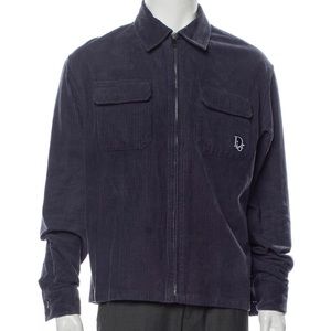 Dior Oblique Patch Overshirt In Purple Cotton Corduroy, size 48.